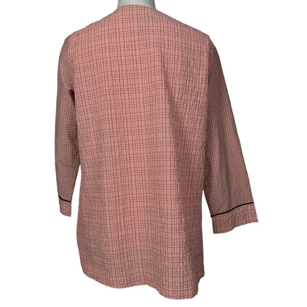 Ali Miles Tunic Size Small Pink Black 3/4 Sleeves Buttons Lagenlook Artsy Work - Picture 3 of 12